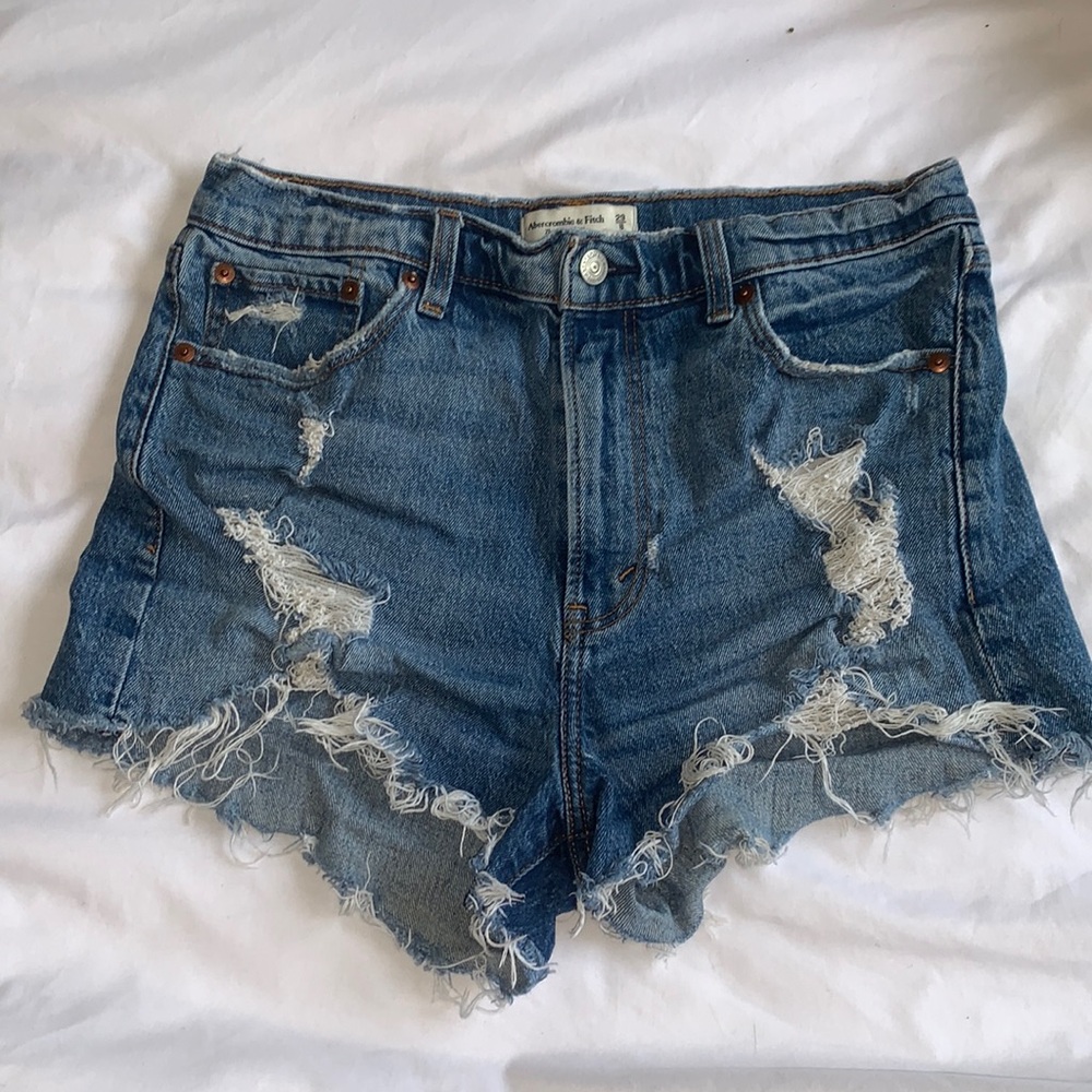 Abercrombie High Rise Denim Shorts Size: 8